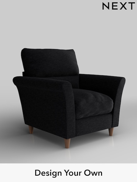 Fine Chenille Easy Clean/Black Hartley Highback Relaxed Sit (H35217) | £875
