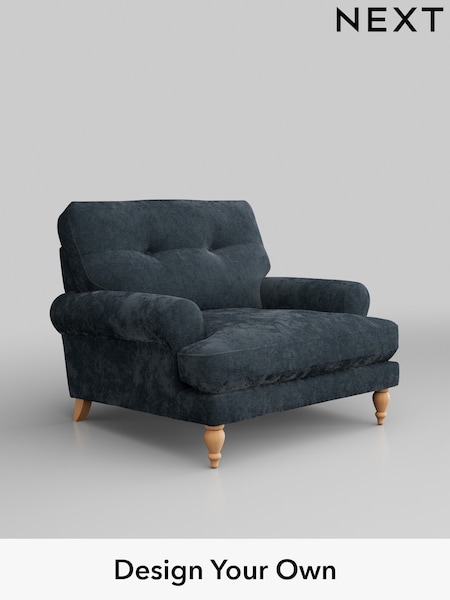 Distressed Velour/Midnight Blue Erin Buttoned Back Deep Sit (H35234) | £875