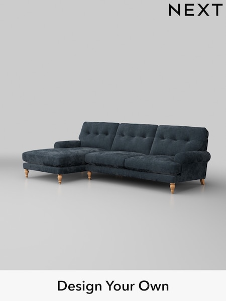 Distressed Velour/Midnight Blue Erin Buttoned Back Deep Sit (H35234) | £1,975