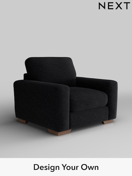 Fine Chenille Easy Clean/Black Houghton Deep Relaxed Sit (H35236) | £925