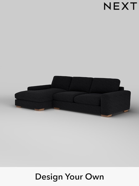 Fine Chenille Easy Clean/Black Houghton Deep Relaxed Sit (H35236) | £2,325