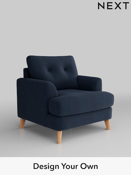Fine Chenille Easy Clean/Dark Navy Blue Parker Buttoned Back (H35258) | £925