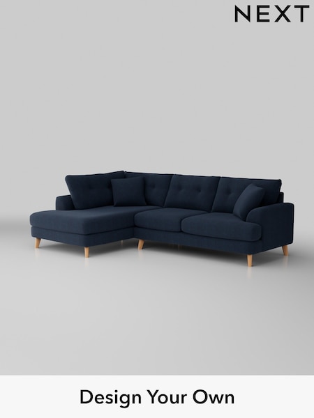 Fine Chenille Easy Clean/Dark Navy Blue Parker Buttoned Back (H35258) | £2,325