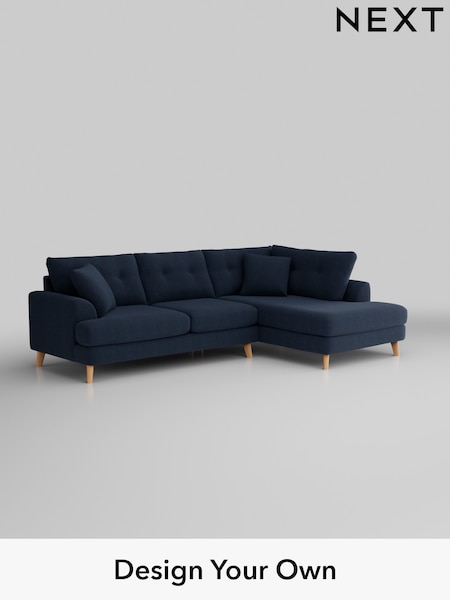 Fine Chenille Easy Clean/Dark Navy Blue Parker Buttoned Back (H35258) | £2,325