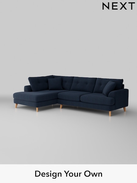Fine Chenille Easy Clean/Dark Navy Blue Parker Buttoned Back (H35258) | £2,425
