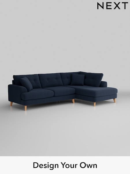 Fine Chenille Easy Clean/Dark Navy Blue Parker Buttoned Back (H35258) | £2,425