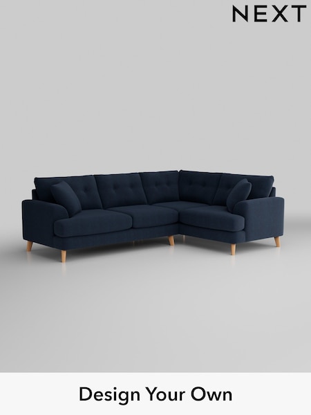 Fine Chenille Easy Clean/Dark Navy Blue Parker Buttoned Back (H35258) | £2,375
