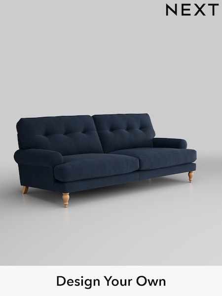 Fine Chenille Easy Clean/Dark Navy Blue Erin Buttoned Back Deep Sit (H35261) | £1,375