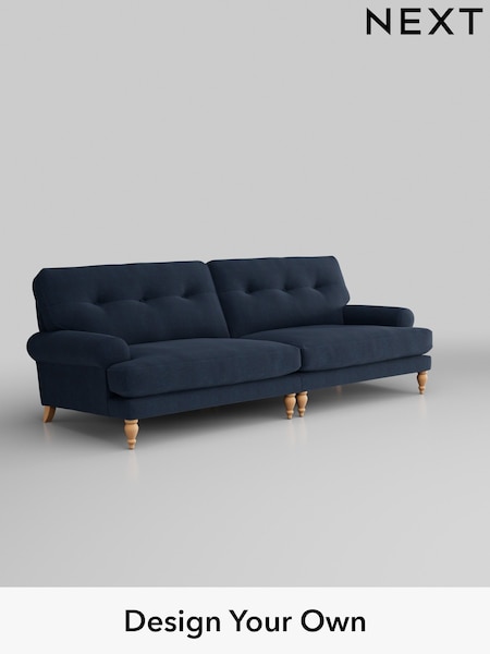 Fine Chenille Easy Clean/Dark Navy Blue Erin Buttoned Back Deep Sit (H35261) | £1,475