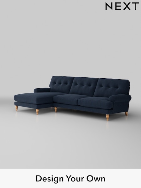 Fine Chenille Easy Clean/Dark Navy Blue Erin Buttoned Back Deep Sit (H35261) | £1,975