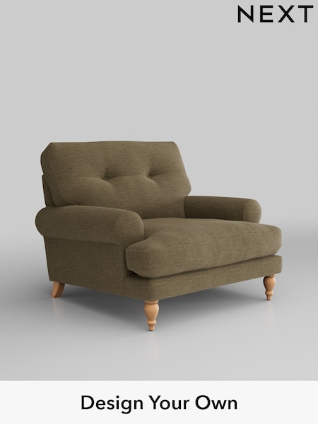 Fine Chenille Easy Clean/Dark Moss Green Erin Buttoned Back Deep Sit (H35262) | £875