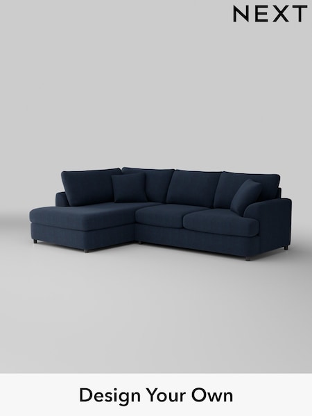 Fine Chenille Easy Clean/Dark Navy Blue Parker Platform (H35269) | £2,250