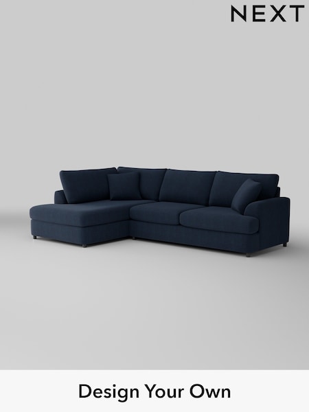 Fine Chenille Easy Clean/Dark Navy Blue Parker Platform (H35269) | £2,350