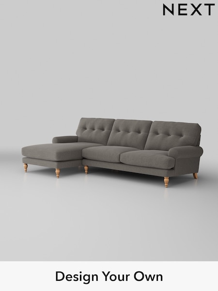 Fine Chenille Easy Clean/Dark Smoke Grey Erin Buttoned Back Deep Sit (H35271) | £1,975