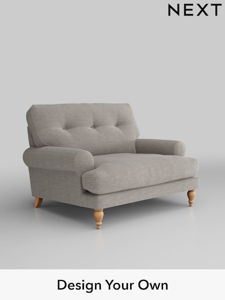 Fine Chenille Easy Clean/Light Steel Grey Erin Buttoned Back Deep Sit (H35275) | £975