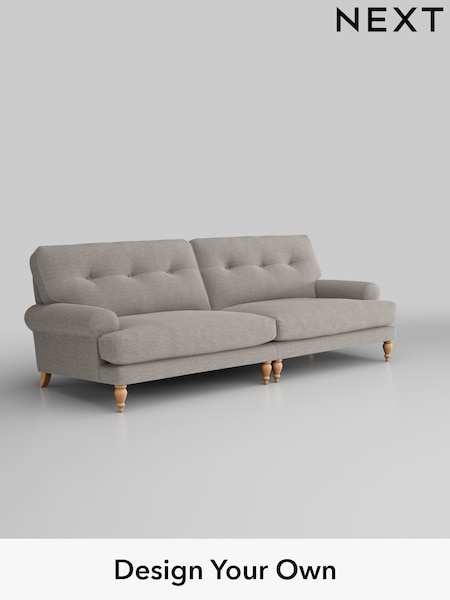 Fine Chenille Easy Clean/Light Steel Grey Erin Buttoned Back Deep Sit (H35275) | £1,475