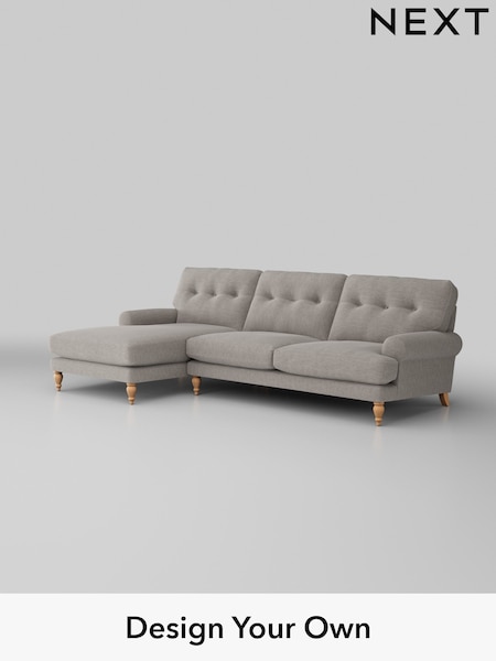 Fine Chenille Easy Clean/Light Steel Grey Erin Buttoned Back Deep Sit (H35275) | £1,975