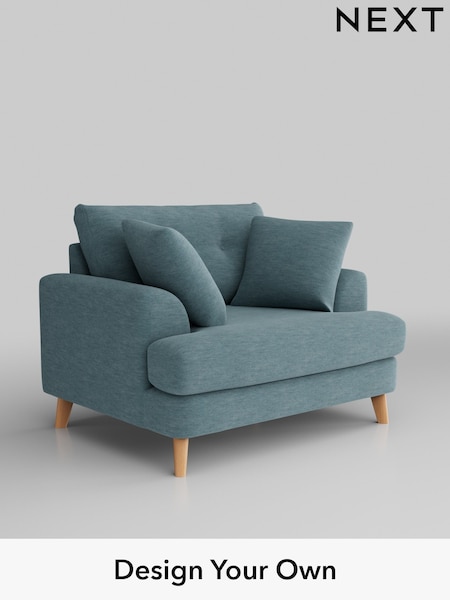 Fine Chenille Easy Clean/Mid Blue Parker Buttoned Back (H35278) | £1,025