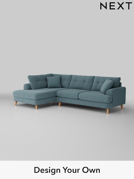 Fine Chenille Easy Clean/Mid Blue Parker Buttoned Back (H35278) | £2,425