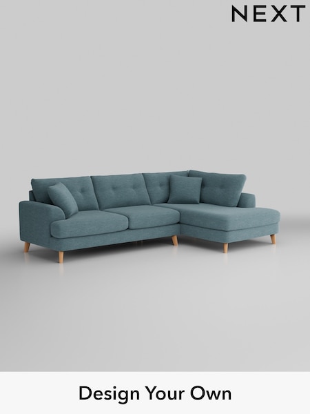 Fine Chenille Easy Clean/Mid Blue Parker Buttoned Back (H35278) | £2,425