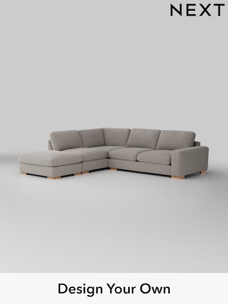 Fine Chenille Easy Clean/Light Steel Grey Houghton Deep Relaxed Sit (H35280) | £2,675