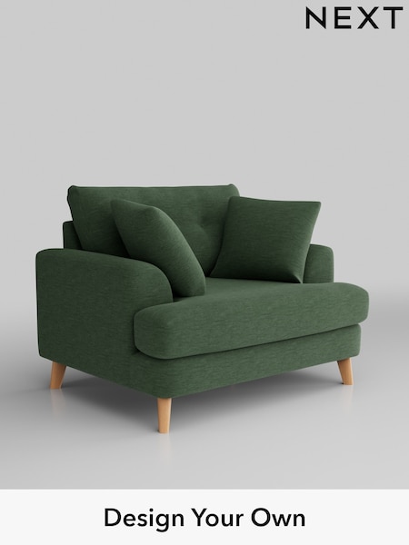 Fine Chenille Easy Clean/Mid Khaki Green Parker Buttoned Back (H35287) | £1,025