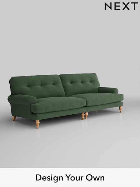 Fine Chenille Easy Clean/Mid Khaki Green Erin Buttoned Back Deep Sit (H35289) | £1,475