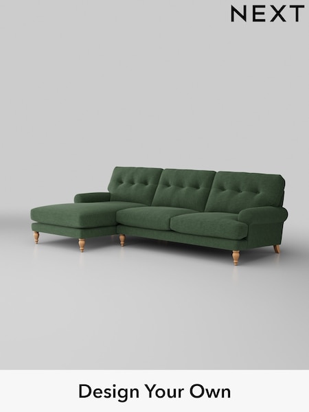 Fine Chenille Easy Clean/Mid Khaki Green Erin Buttoned Back Deep Sit (H35289) | £1,975