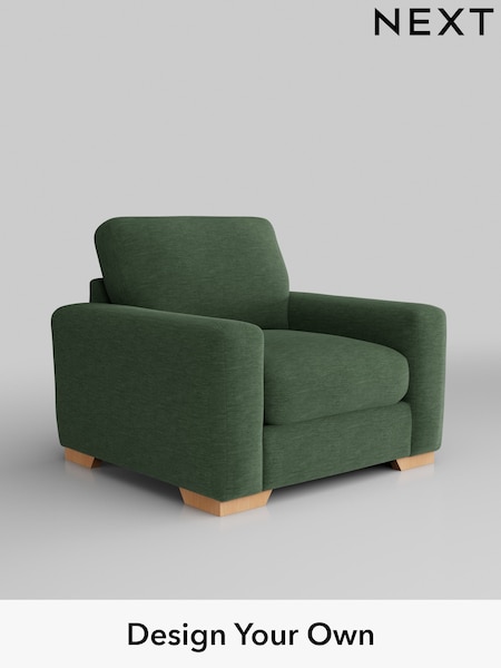 Fine Chenille Easy Clean/Mid Khaki Green Houghton Deep Relaxed Sit (H35292) | £925