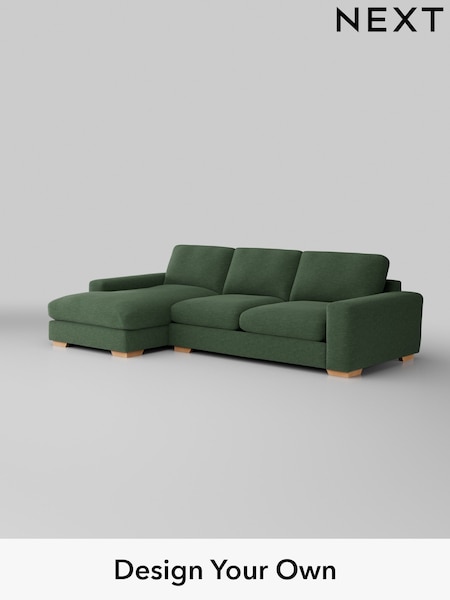 Fine Chenille Easy Clean/Mid Khaki Green Houghton Deep Relaxed Sit (H35292) | £2,325