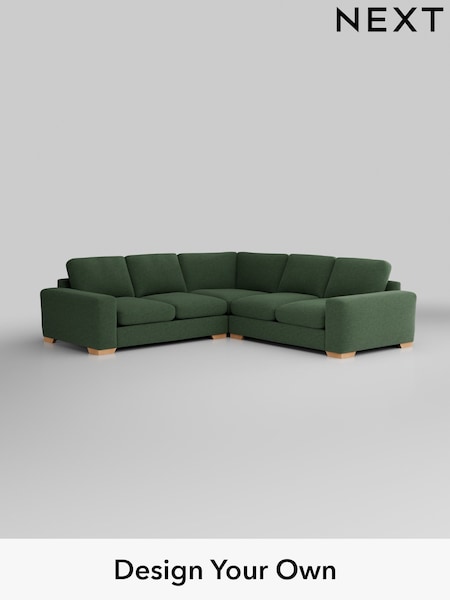 Fine Chenille Easy Clean/Mid Khaki Green Houghton Deep Relaxed Sit (H35292) | £2,825