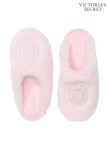 Victoria's Secret Pretty Blossom Pink Closed Toe Faux Fur Slippers (H35328) | £35