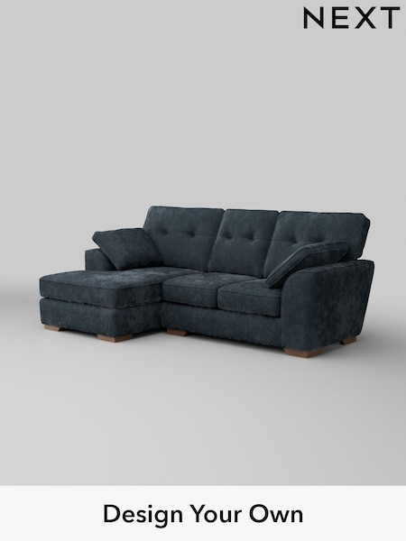 Distressed Velour/Midnight Blue Stamford Buttoned Back (H35330) | £1,775