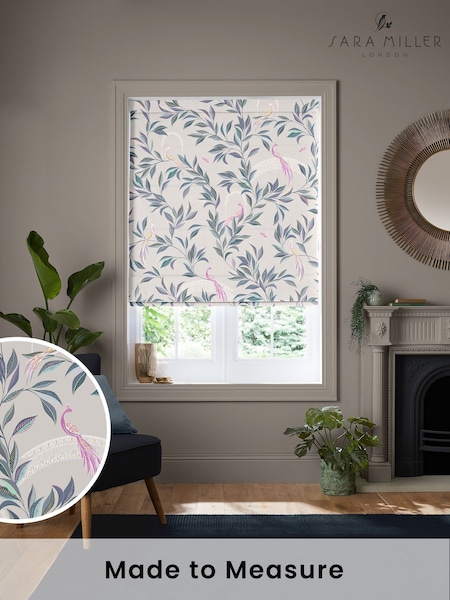 Sara Miller Warm Grey Ornamental Peacock Made to Measure Roman Blind (H35351) | £79