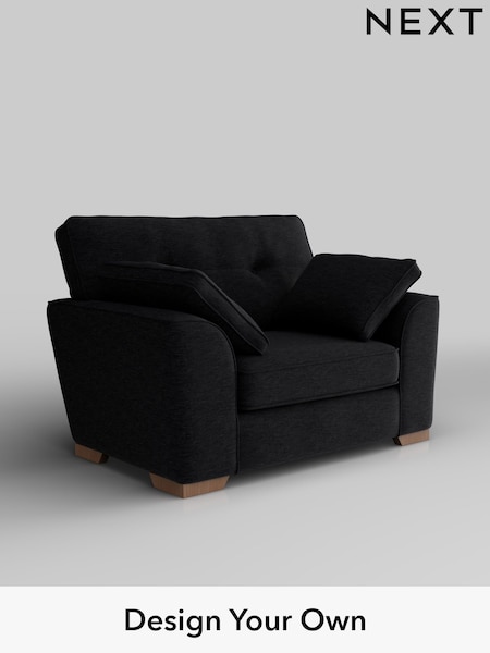 Fine Chenille Easy Clean/Black Stamford Buttoned Back (H35376) | £899