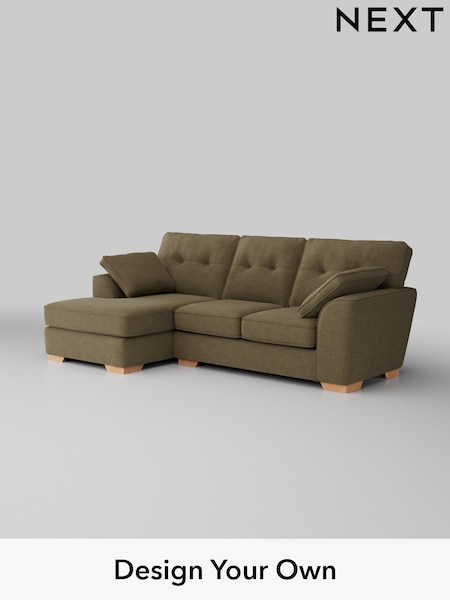 Fine Chenille Easy Clean/Dark Moss Green Stamford Buttoned Back (H35384) | £1,875