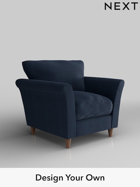 Fine Chenille Easy Clean/Dark Navy Blue Hartley Relaxed Sit (H35386) | £825