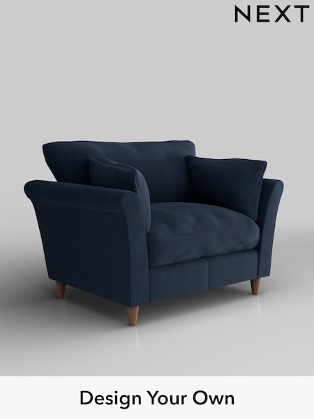 Fine Chenille Easy Clean/Dark Navy Blue Hartley Relaxed Sit (H35386) | £925