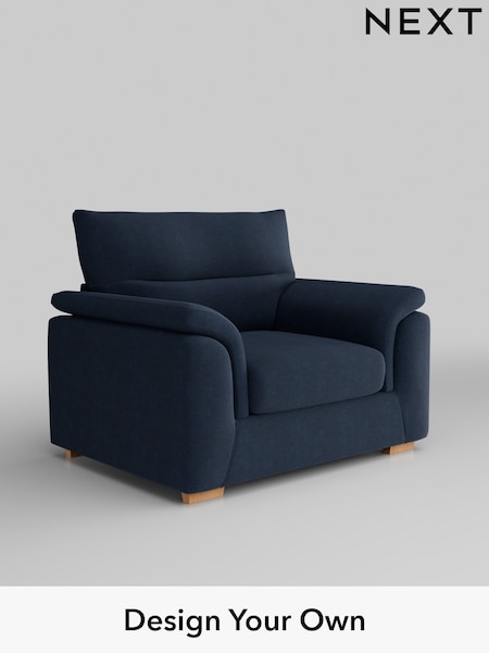 Fine Chenille Easy Clean/Dark Navy Blue Hayden Highback (H35389) | £850