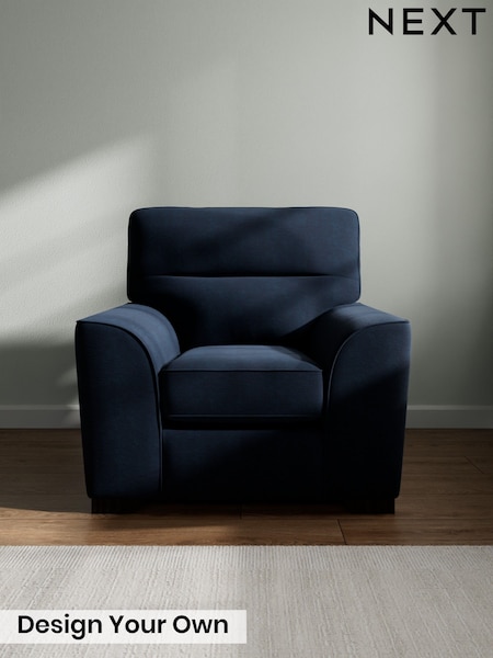 Fine Chenille Easy Clean/Dark Navy Blue Stamford Highback (H35397) | £799