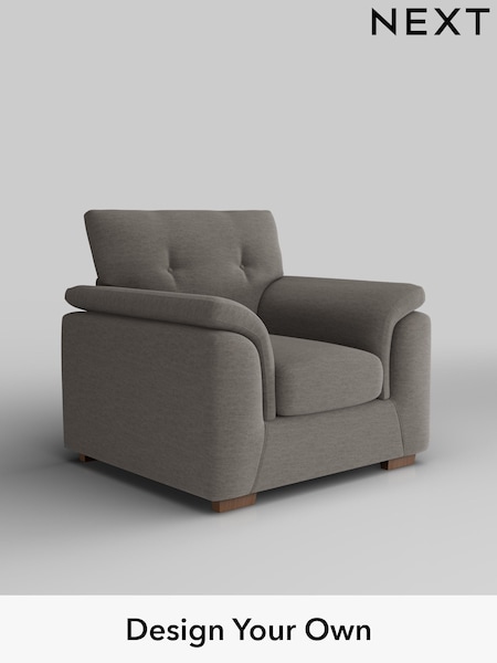 Fine Chenille Easy Clean/Dark Smoke Grey Hayden Buttoned Back (H35402) | £750