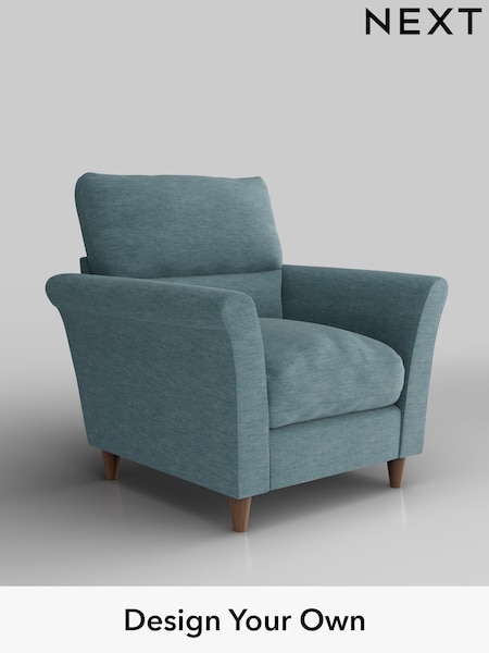Fine Chenille Easy Clean/Mid Blue Hartley Highback Relaxed Sit (H35440) | £875