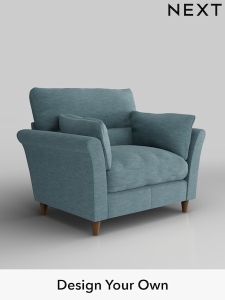 Fine Chenille Easy Clean/Mid Blue Hartley Highback Relaxed Sit (H35440) | £975