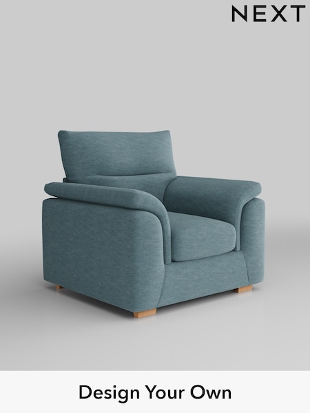 Fine Chenille Easy Clean/Mid Blue Hayden Highback (H35446) | £750