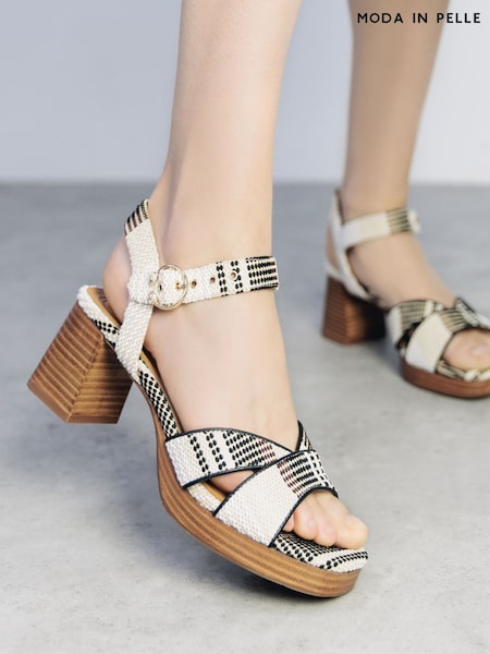 Moda in Pelle Grechian Cross-Over Comfort Platform Silver Sandals (H35471) | £89
