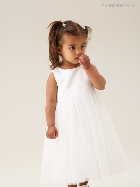 Angel & Rocket White Charlotte Mini Ballerina Bow Dress (H35508) | £68