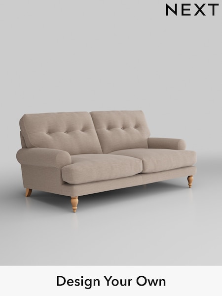 Fine Chenille Easy Clean/Mid Taupe Brown Erin Buttoned Back Deep Relaxed Sit (H35537) | £1,325