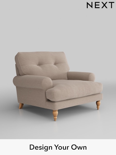 Fine Chenille Easy Clean/Mid Taupe Brown Erin Buttoned Back Deep Sit (H35538) | £875