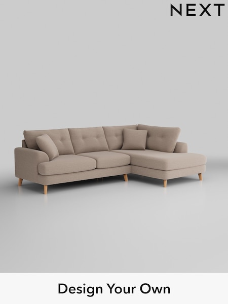 Fine Chenille Easy Clean/Mid Taupe Brown Parker Buttoned Back (H35548) | £2,325