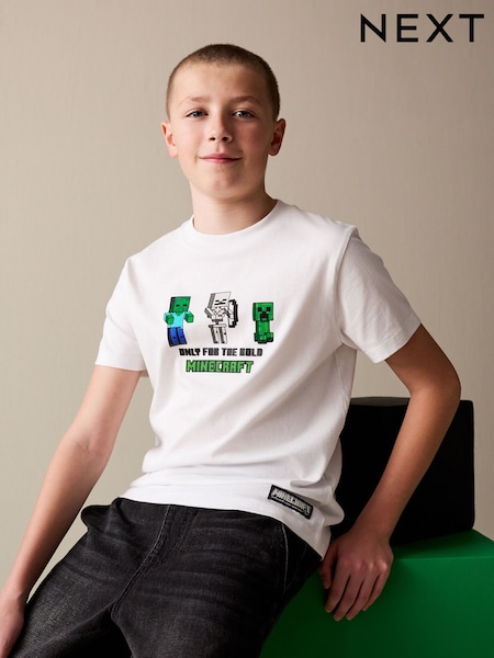 White Single Minecraft T-Shirt (3-16yrs) (H35602) | £11 - £14